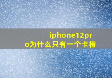 iphone12pro为什么只有一个卡槽