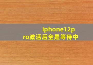 iphone12pro激活后全是等待中