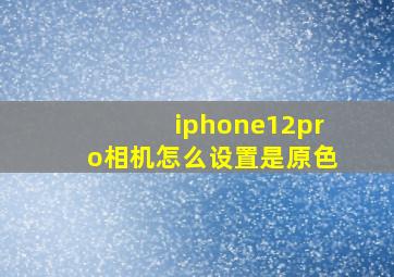 iphone12pro相机怎么设置是原色