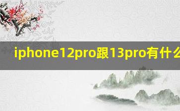 iphone12pro跟13pro有什么区别