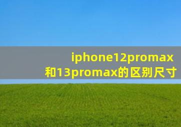 iphone12promax和13promax的区别尺寸