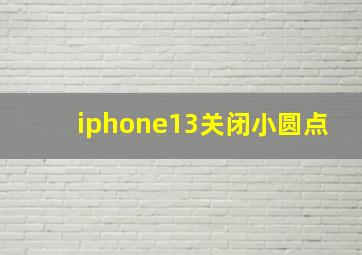 iphone13关闭小圆点