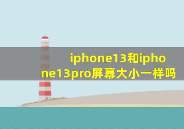 iphone13和iphone13pro屏幕大小一样吗