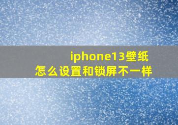 iphone13壁纸怎么设置和锁屏不一样