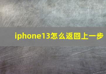 iphone13怎么返回上一步