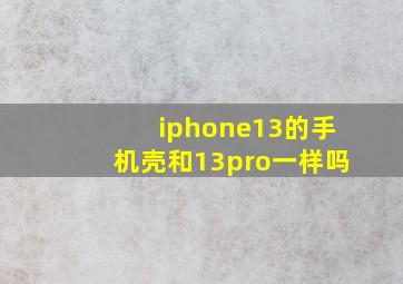 iphone13的手机壳和13pro一样吗