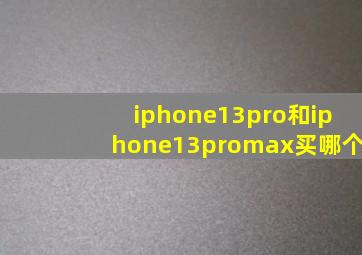 iphone13pro和iphone13promax买哪个