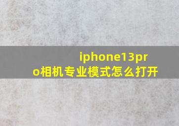 iphone13pro相机专业模式怎么打开