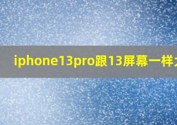 iphone13pro跟13屏幕一样大吗