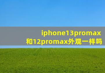 iphone13promax和12promax外观一样吗