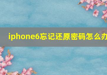 iphone6忘记还原密码怎么办