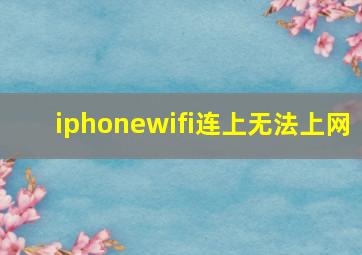 iphonewifi连上无法上网