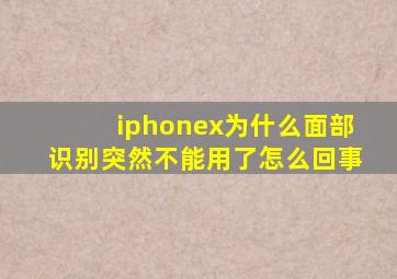 iphonex为什么面部识别突然不能用了怎么回事