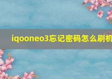 iqooneo3忘记密码怎么刷机