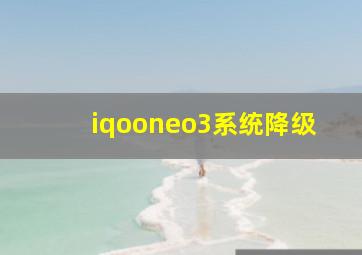 iqooneo3系统降级