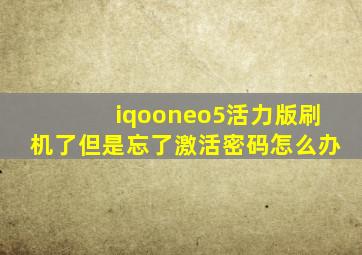 iqooneo5活力版刷机了但是忘了激活密码怎么办