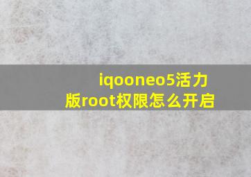 iqooneo5活力版root权限怎么开启