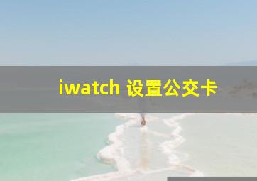 iwatch 设置公交卡