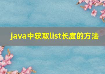 java中获取list长度的方法