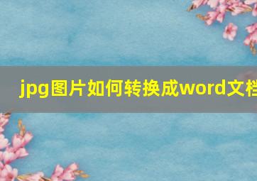 jpg图片如何转换成word文档