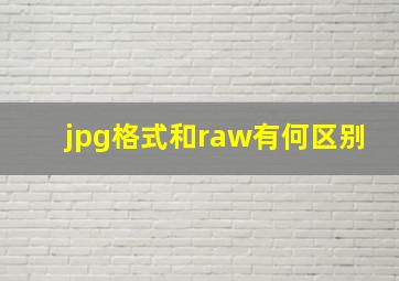 jpg格式和raw有何区别