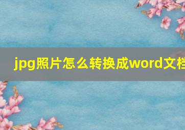 jpg照片怎么转换成word文档