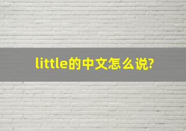 little的中文怎么说?