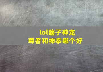 lol瞎子神龙尊者和神拳哪个好