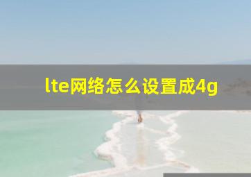 lte网络怎么设置成4g