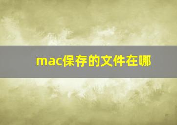 mac保存的文件在哪