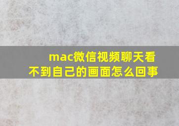 mac微信视频聊天看不到自己的画面怎么回事