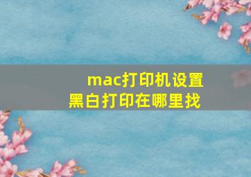 mac打印机设置黑白打印在哪里找