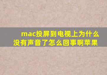 mac投屏到电视上为什么没有声音了怎么回事啊苹果