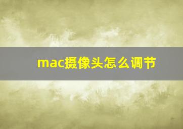 mac摄像头怎么调节