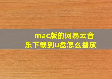 mac版的网易云音乐下载到u盘怎么播放