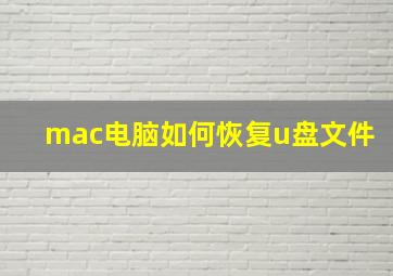 mac电脑如何恢复u盘文件