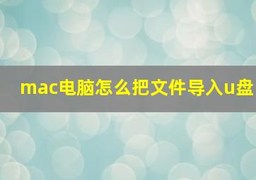 mac电脑怎么把文件导入u盘