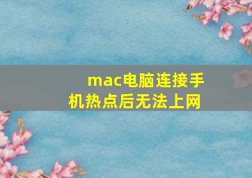 mac电脑连接手机热点后无法上网