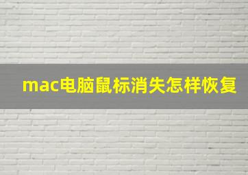 mac电脑鼠标消失怎样恢复