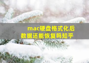 mac硬盘格式化后数据还能恢复吗知乎