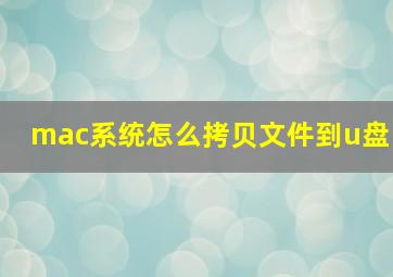 mac系统怎么拷贝文件到u盘