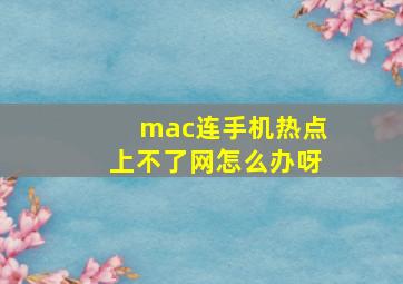 mac连手机热点上不了网怎么办呀