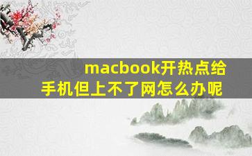 macbook开热点给手机但上不了网怎么办呢