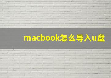 macbook怎么导入u盘