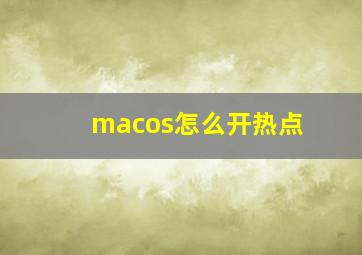 macos怎么开热点