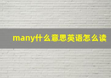 many什么意思英语怎么读