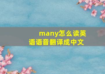 many怎么读英语语音翻译成中文