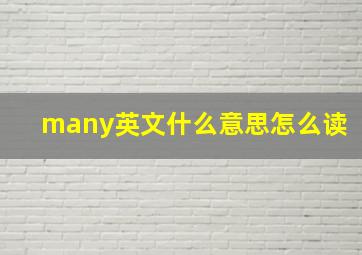 many英文什么意思怎么读