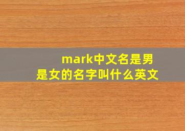 mark中文名是男是女的名字叫什么英文