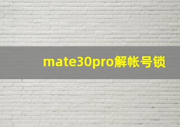 mate30pro解帐号锁